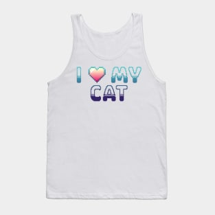 I Heart My Cat Classic Video Game Graphic Blue Gradient Tank Top